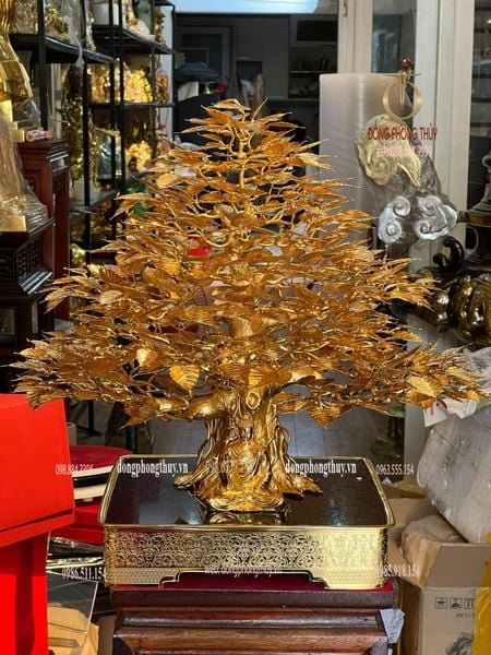 Cây bồ đề bằng đồng mạ vàng 24k