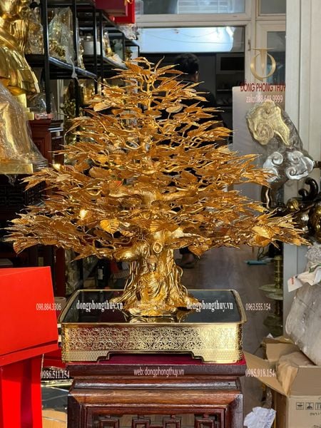 Cây bồ đề bằng đồng mạ vàng 24k