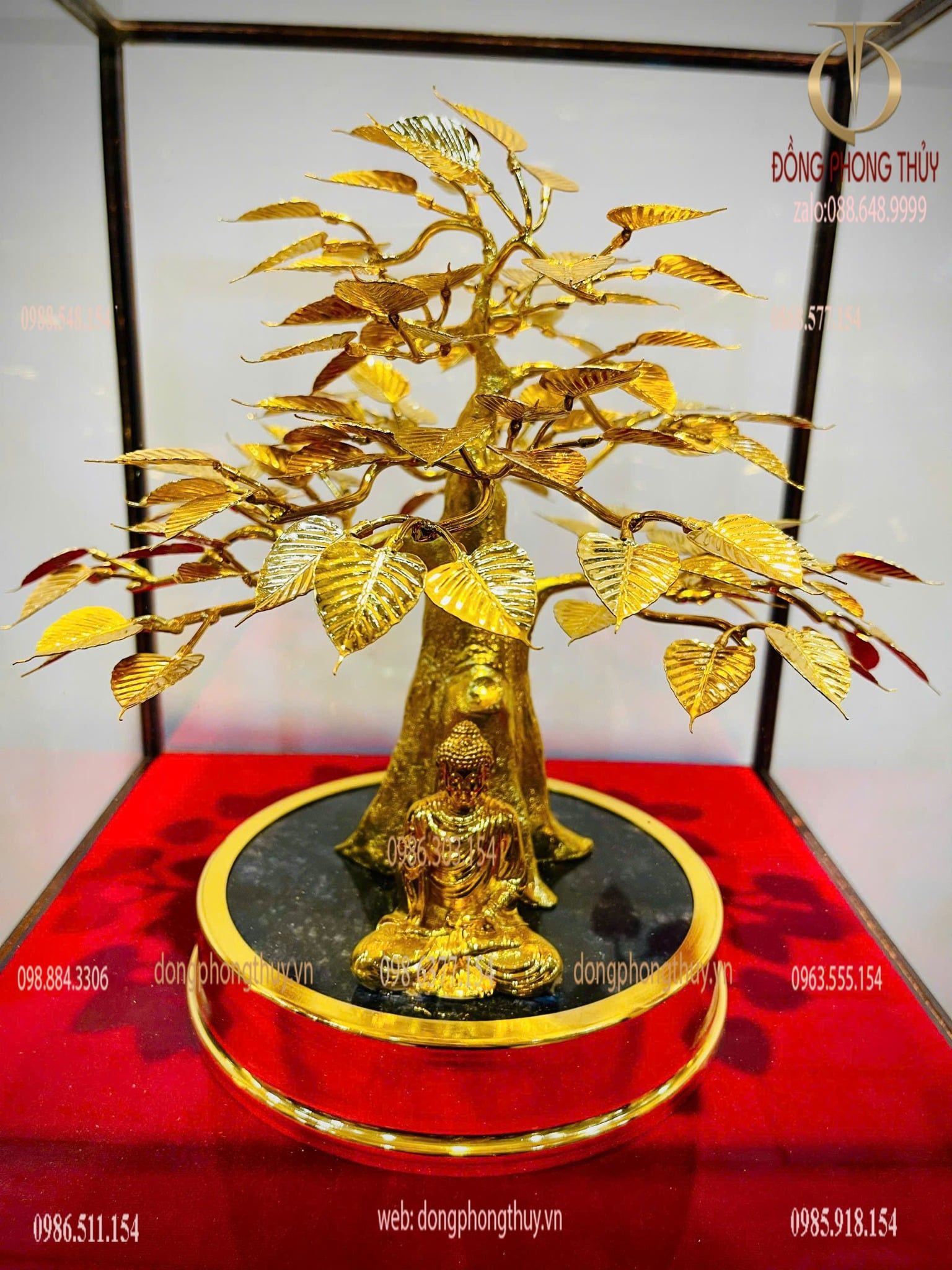 Chậu cây bồ đề bằng đồng mạ vàng 24k