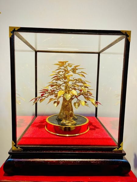 Chậu cây bồ đề bằng đồng mạ vàng 24k