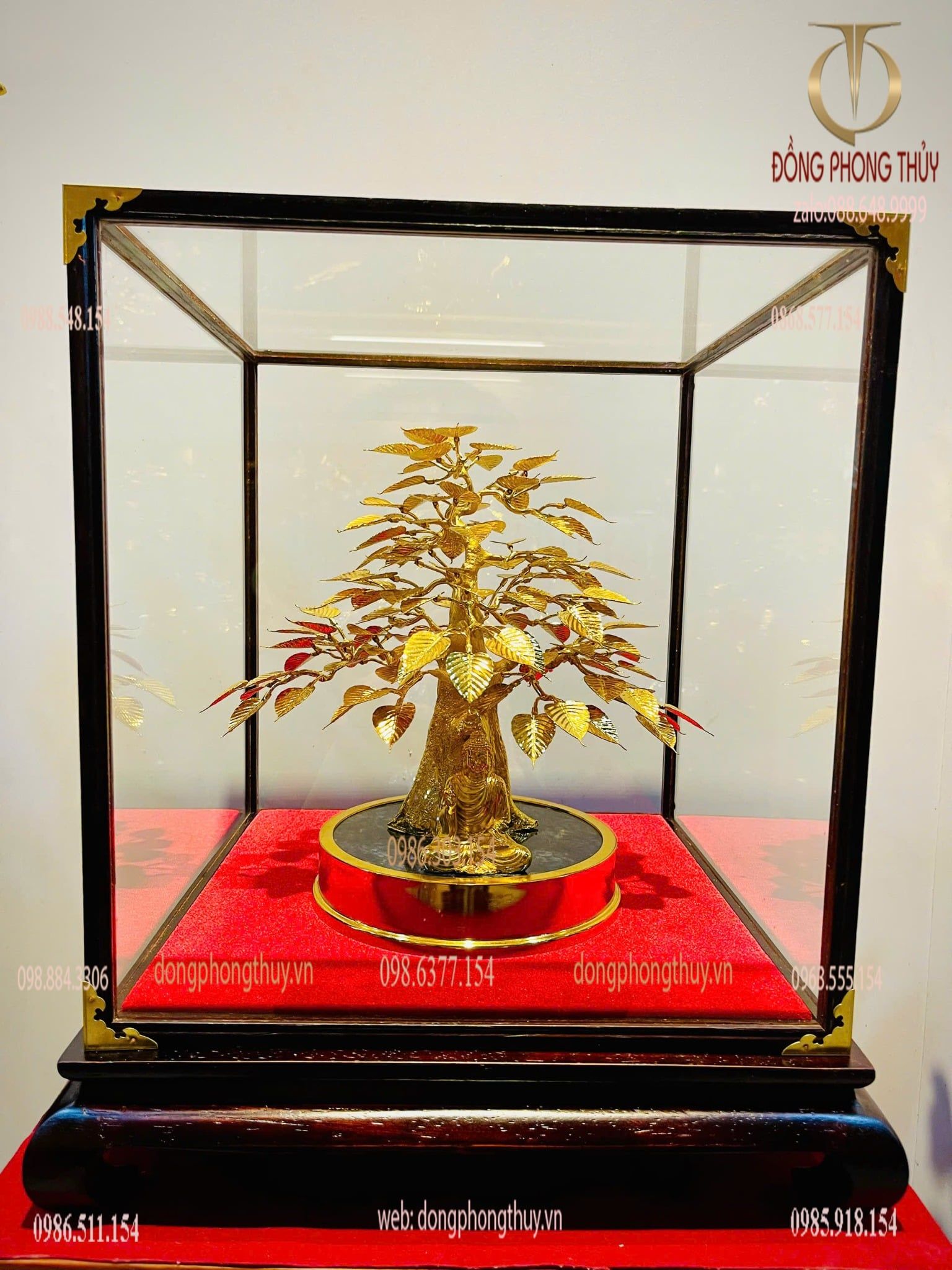 Chậu cây bồ đề bằng đồng mạ vàng 24k