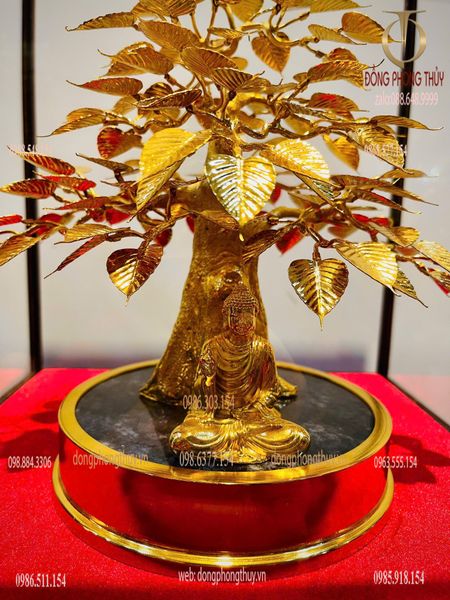 Chậu cây bồ đề bằng đồng mạ vàng 24k