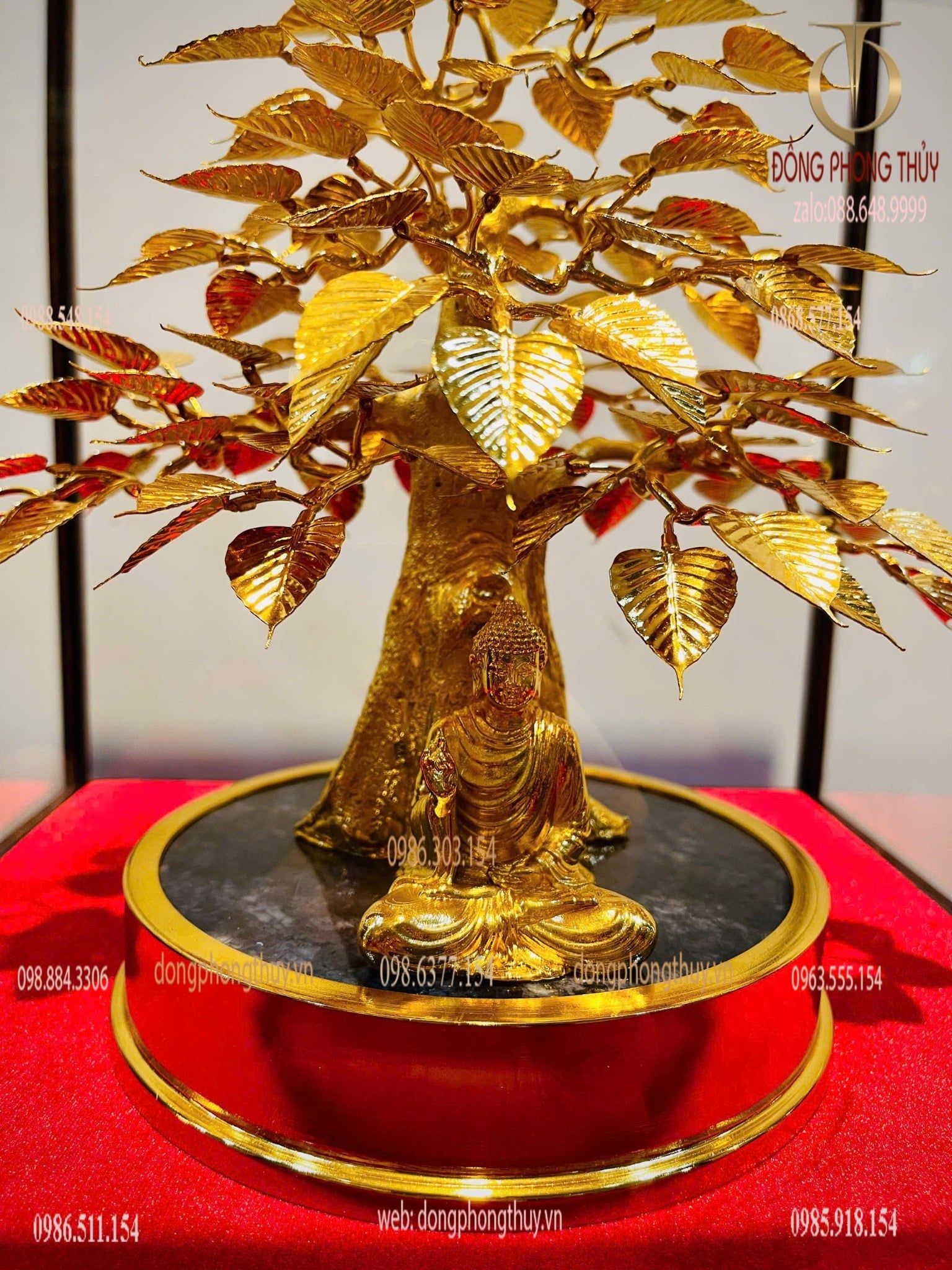 Chậu cây bồ đề bằng đồng mạ vàng 24k