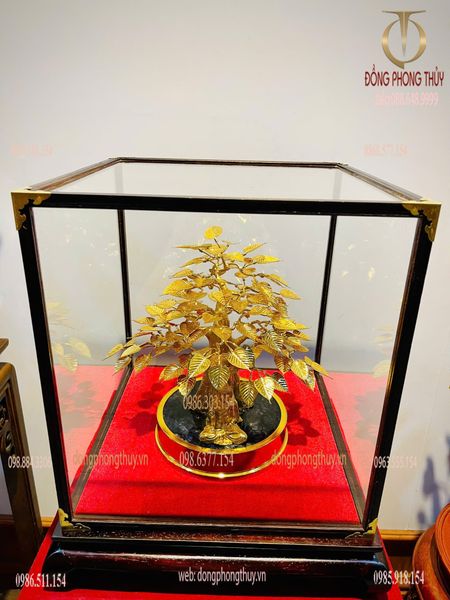 Chậu cây bồ đề bằng đồng mạ vàng 24k