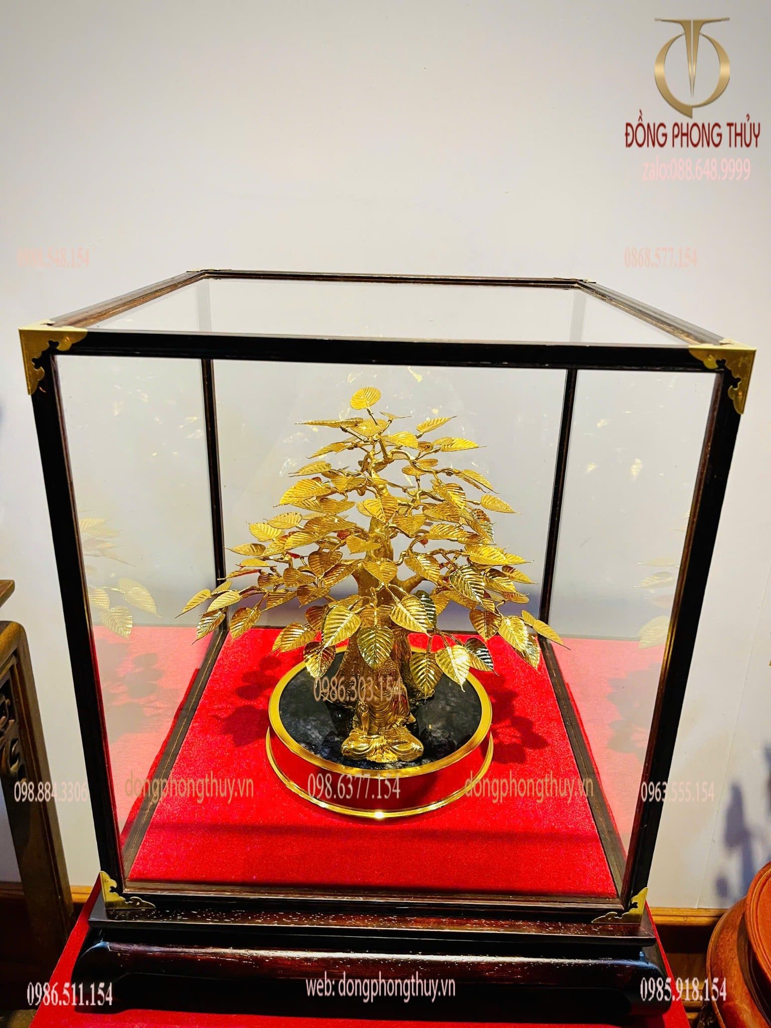 Chậu cây bồ đề bằng đồng mạ vàng 24k