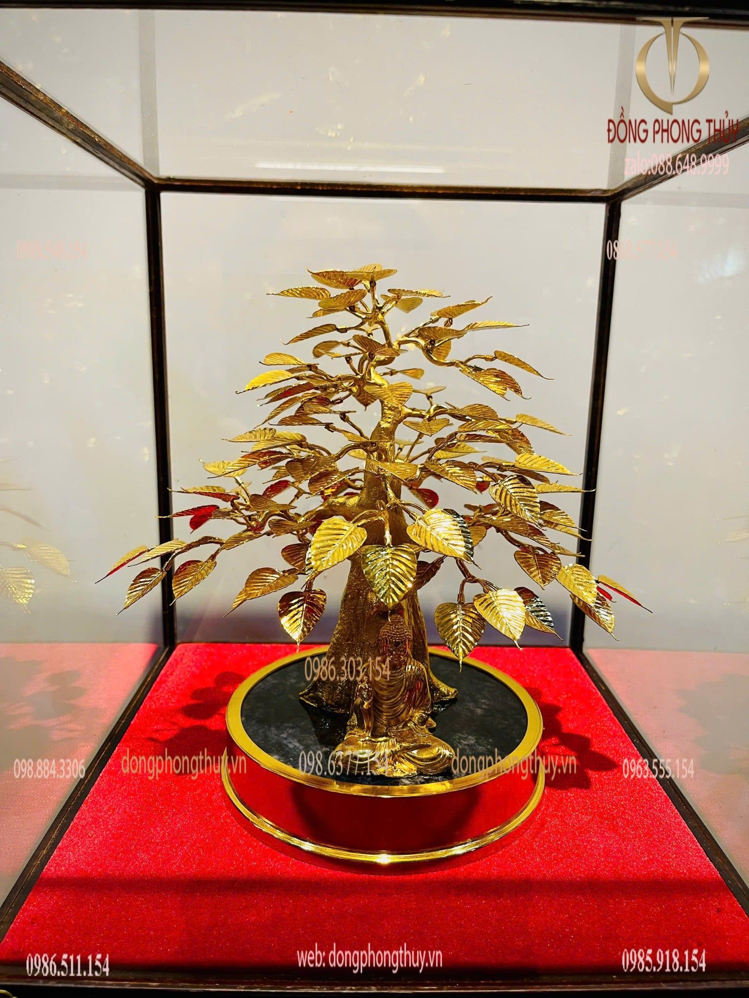 Chậu cây bồ đề bằng đồng mạ vàng 24k