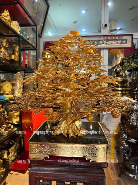 Cây bồ đề bằng đồng mạ vàng 24k