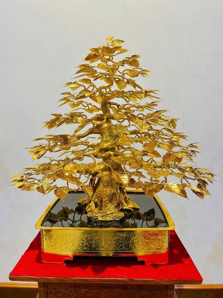 Quà tặng mạ vàng: Cây bồ đề mạ vàng 24k bằng đồng