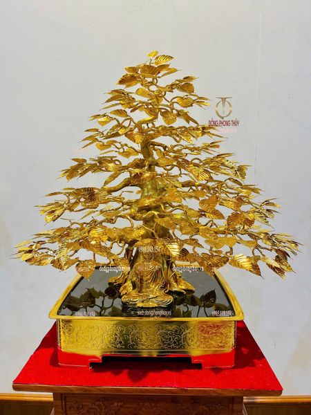 Quà tặng mạ vàng: Cây bồ đề mạ vàng 24k bằng đồng