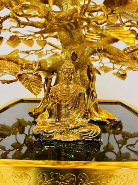 Quà tặng mạ vàng: Cây bồ đề mạ vàng 24k bằng đồng