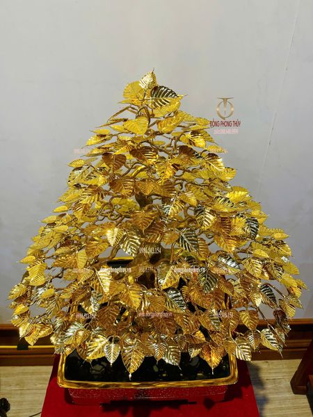 Quà tặng mạ vàng: Cây bồ đề mạ vàng 24k bằng đồng
