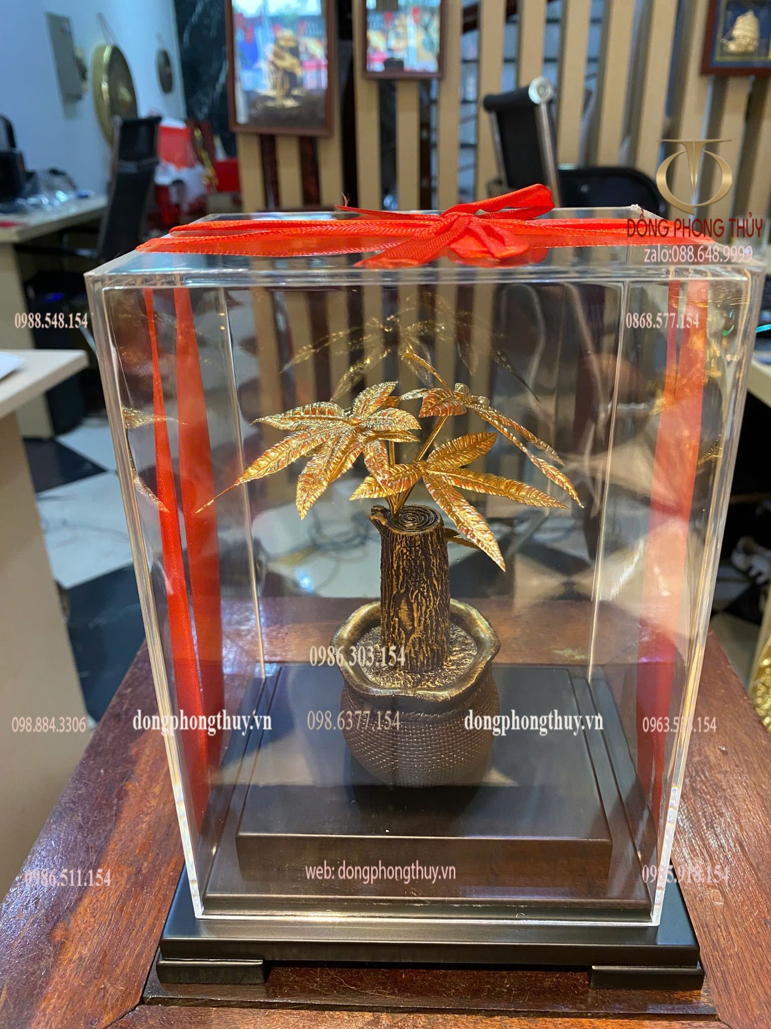 Quà tặng mạ vàng : cây kim ngân mạ vàng 24k