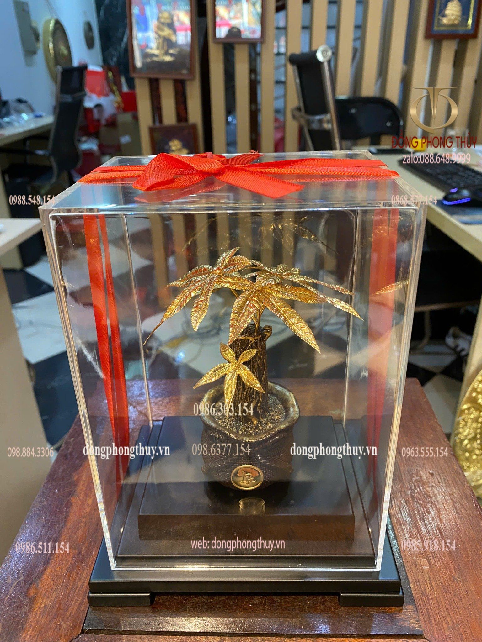 Quà tặng mạ vàng : cây kim ngân mạ vàng 24k