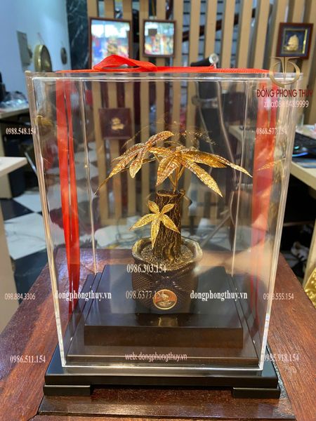 Quà tặng mạ vàng : cây kim ngân mạ vàng 24k