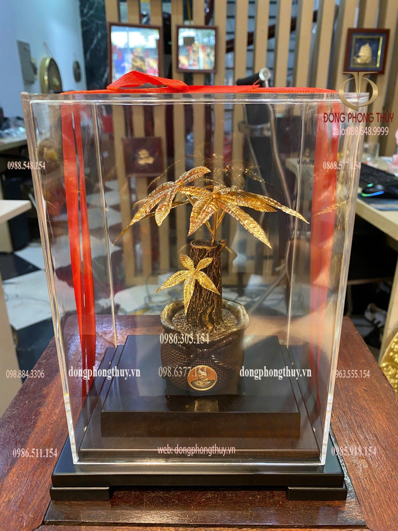 Quà tặng mạ vàng : cây kim ngân mạ vàng 24k