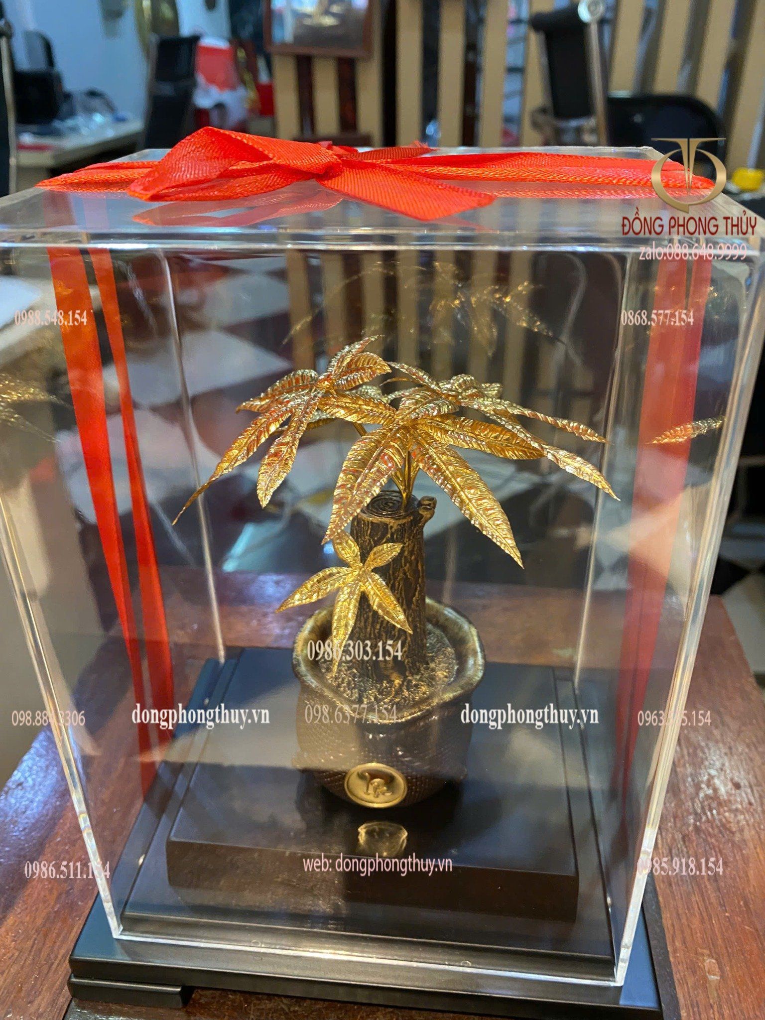 Quà tặng mạ vàng : cây kim ngân mạ vàng 24k