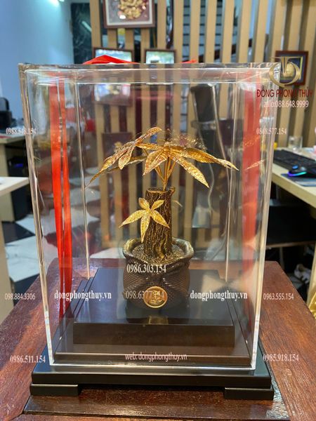 Quà tặng mạ vàng : cây kim ngân mạ vàng 24k
