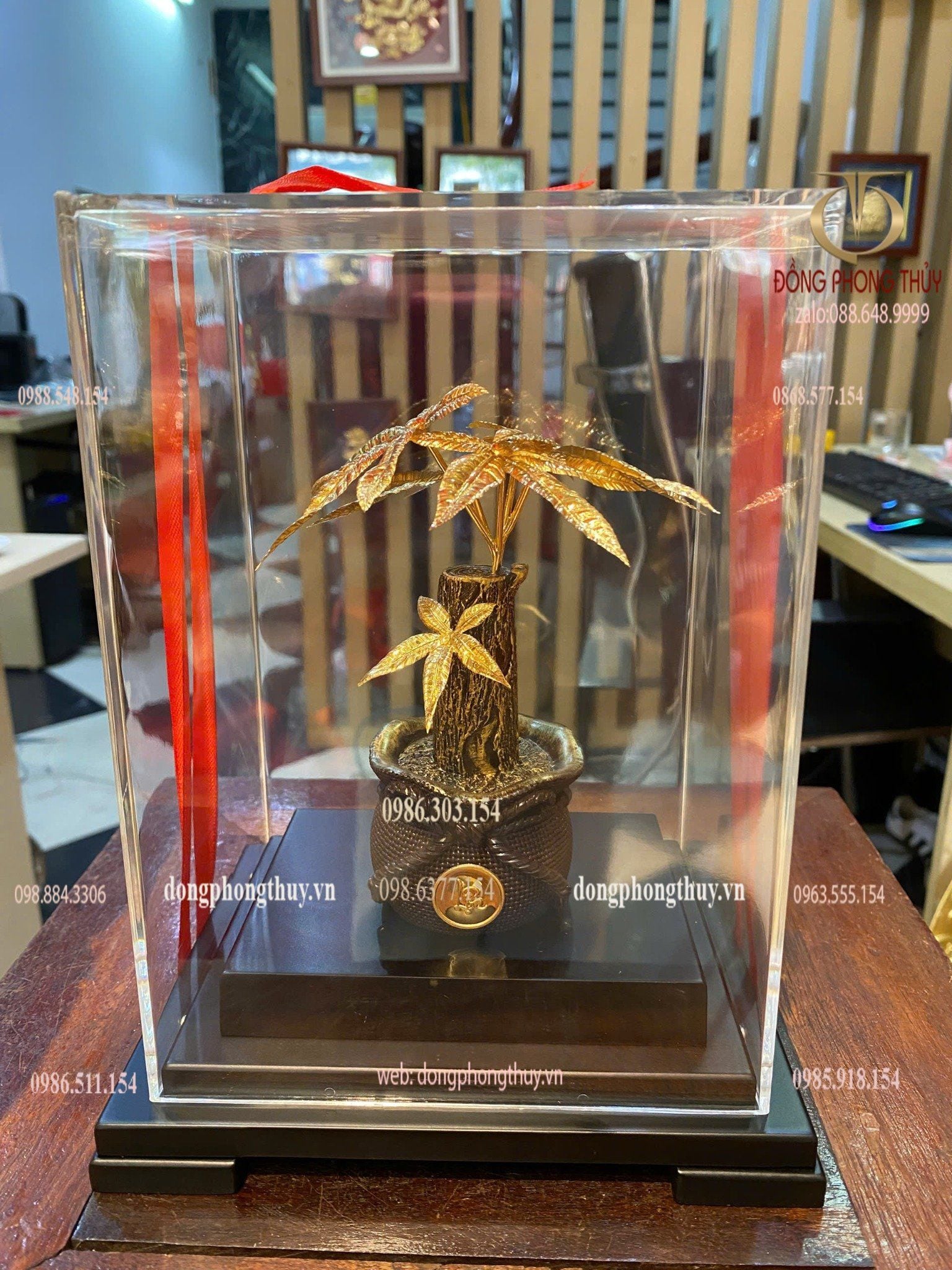 Quà tặng mạ vàng : cây kim ngân mạ vàng 24k