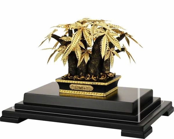 Cây kim ngân mạ vàng 24k 24,5x15,5x19cm