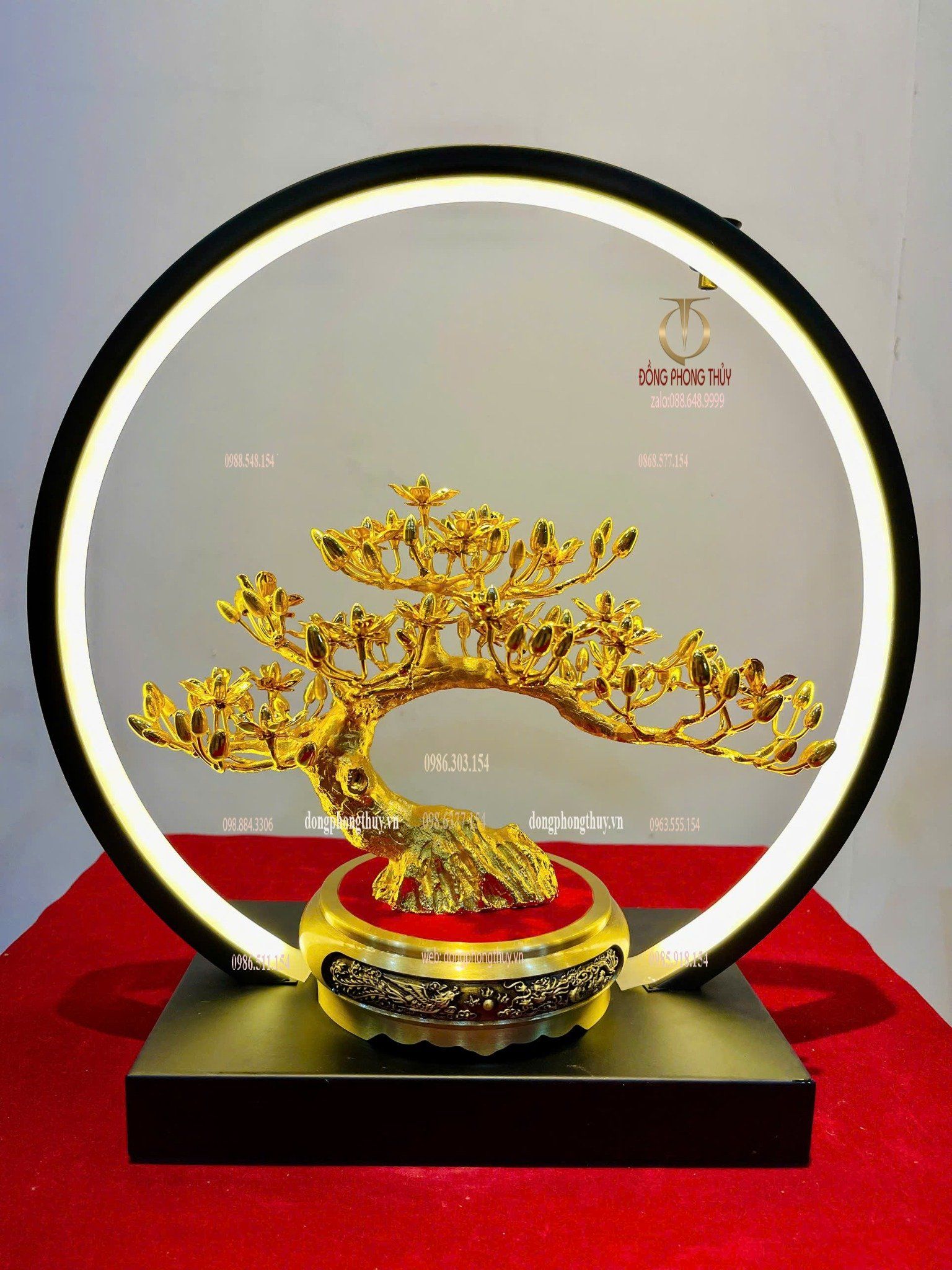 Cây mai chiếu thủy bằng đồng mạ vàng 24k