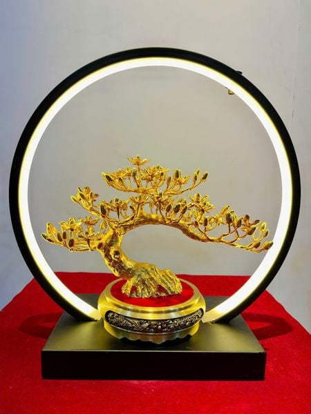 Quà tặng mạ vàng: Cây mai chiếu thủy bằng đồng mạ vàng 24k