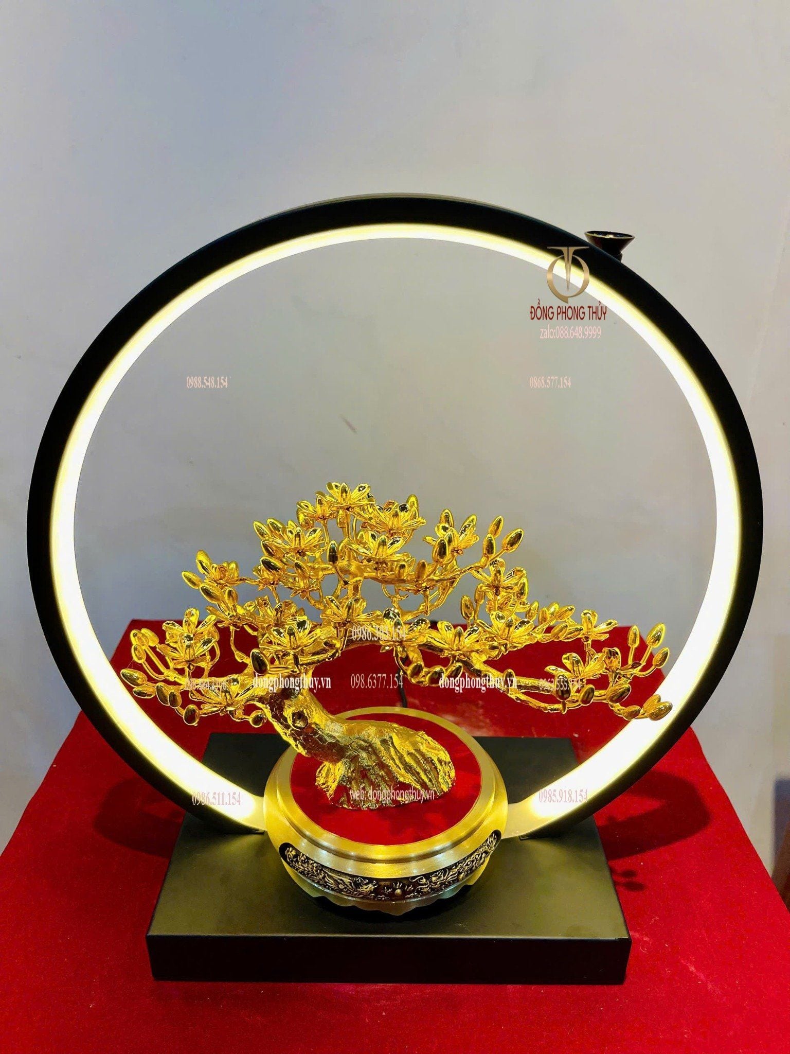 Cây mai chiếu thủy bằng đồng mạ vàng 24k