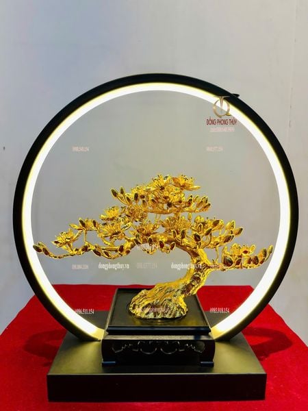 Quà tặng mạ vàng: Cây mai chiếu thủy bằng đồng mạ vàng 24k