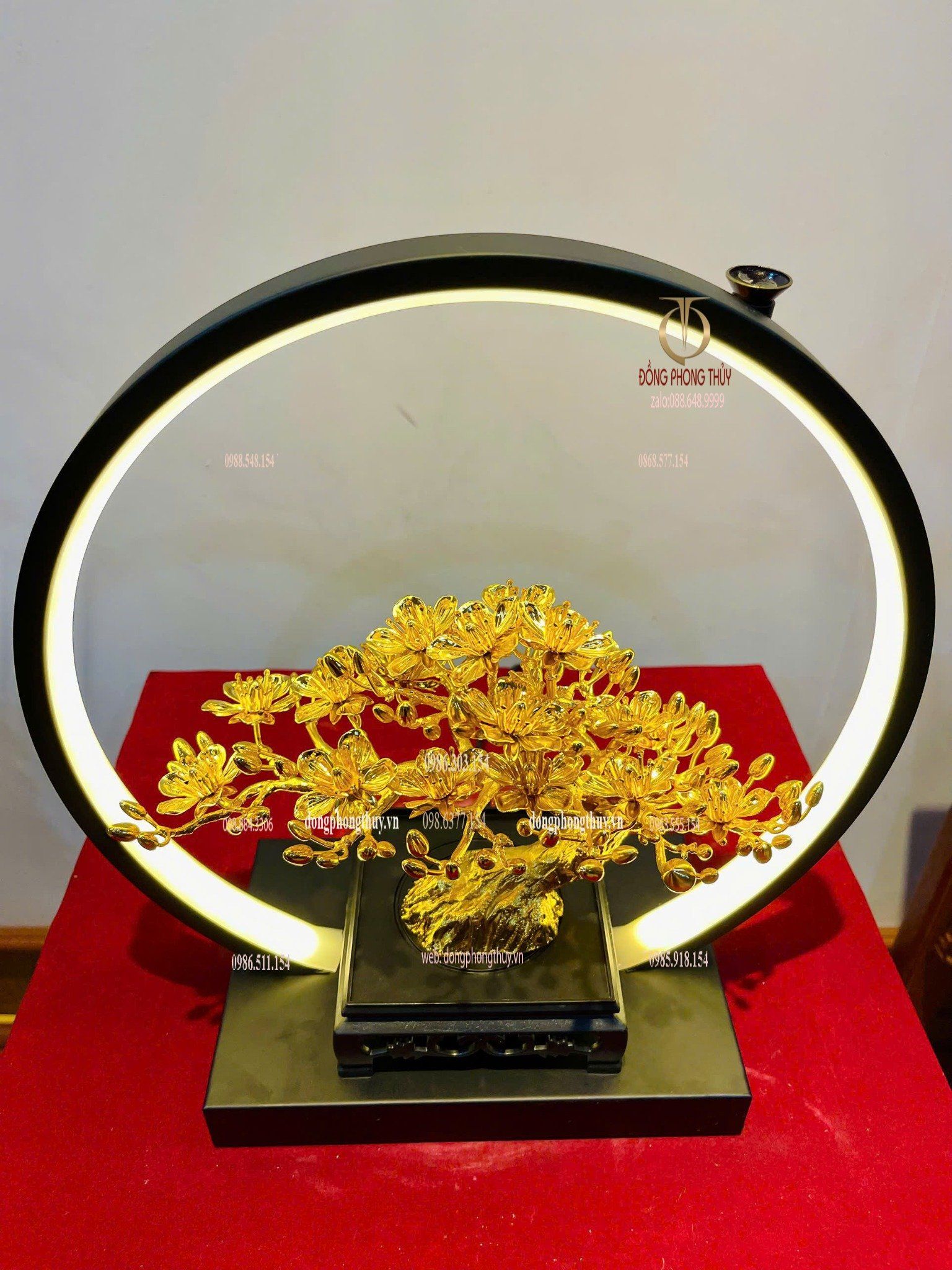 Cây mai chiếu thủy bằng đồng mạ vàng 24k