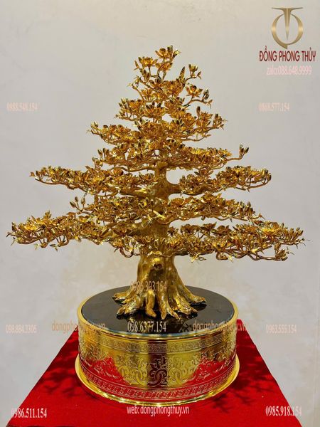 Chậu mai đứng bằng đồng mạ vàng 24k