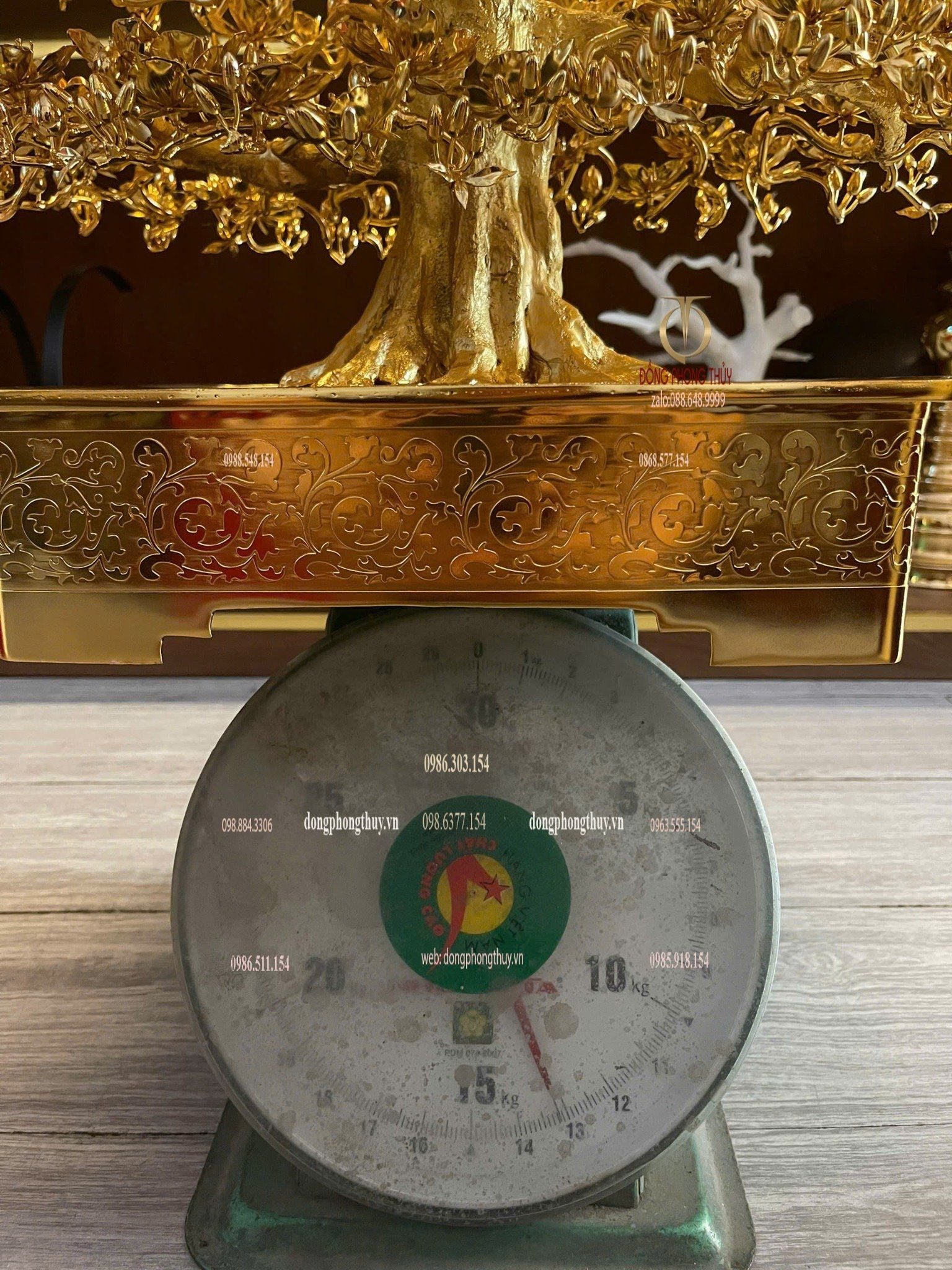 Cây mai bonsai bằng đồng mạ vàng 24k