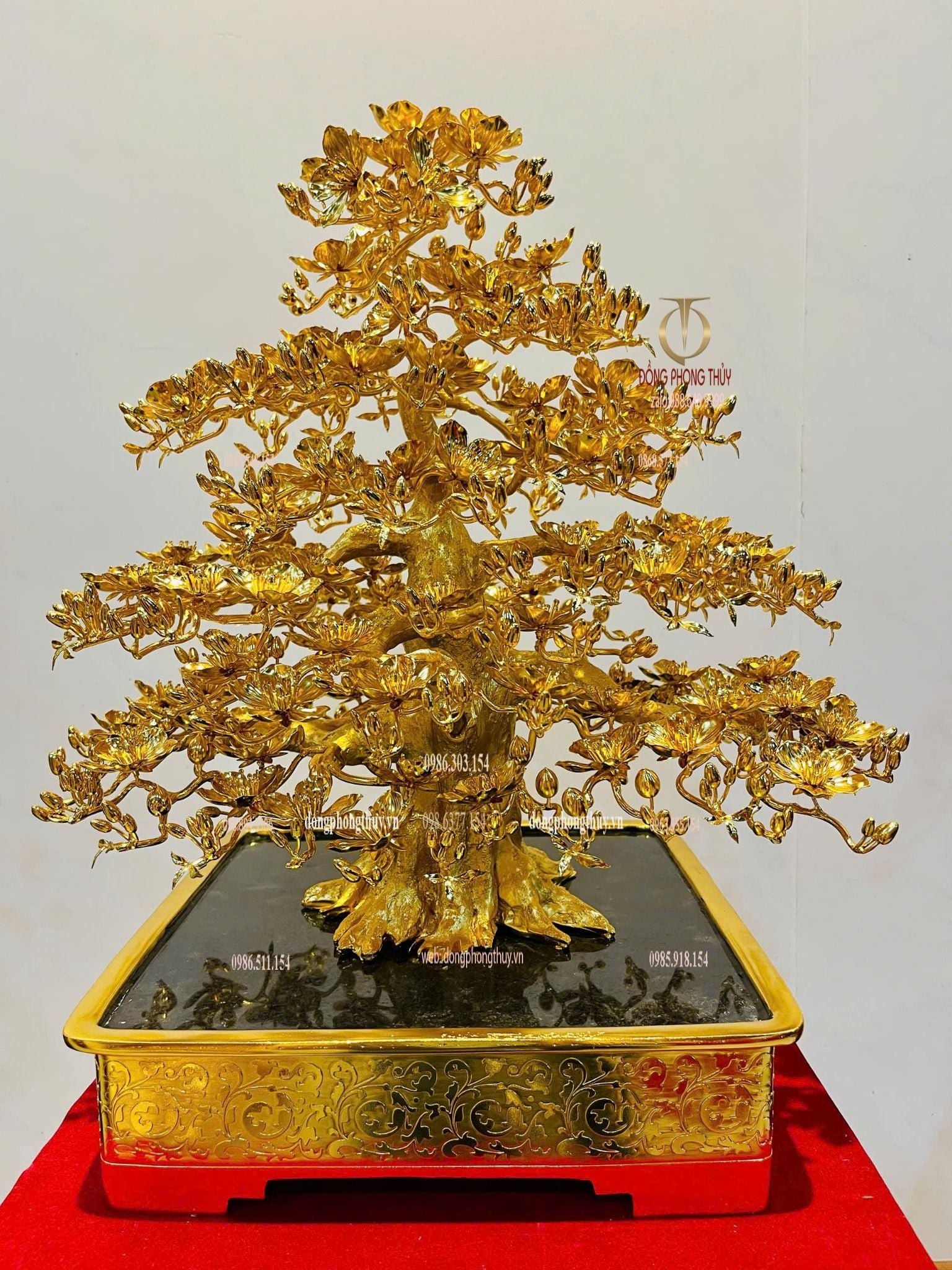 Cây mai bonsai bằng đồng mạ vàng 24k