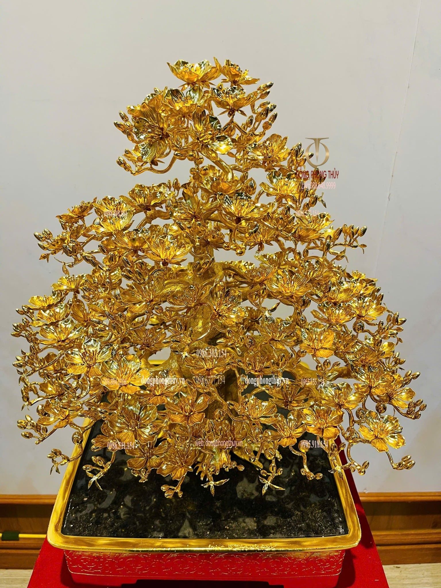 Cây mai bonsai bằng đồng mạ vàng 24k