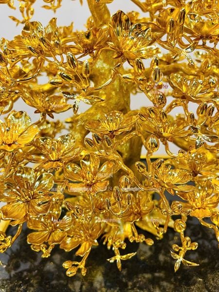 Quà tặng mạ vàng: Cây mai vàng bonsai bằng đồng mạ vàng 24k