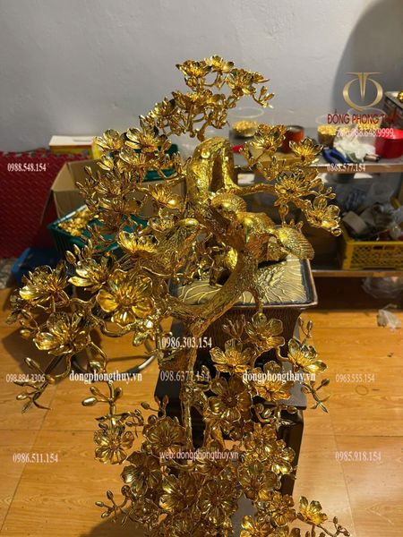 Quà tân gia mạ vàng : cây mai vàng bằng đồng mạ vàng