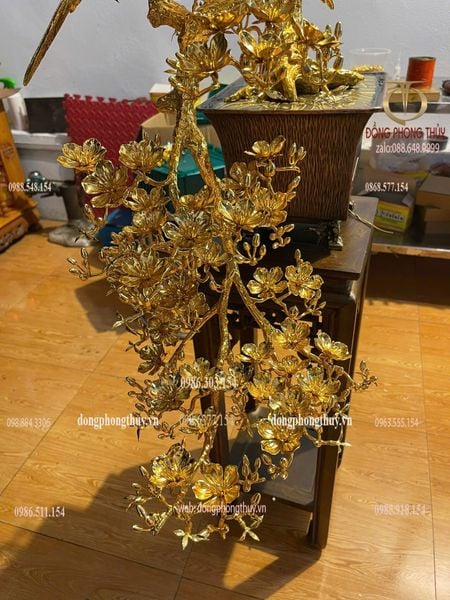 Quà tân gia mạ vàng : cây mai vàng bằng đồng mạ vàng