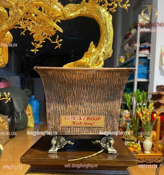Quà tân gia mạ vàng : cây mai vàng bằng đồng mạ vàng