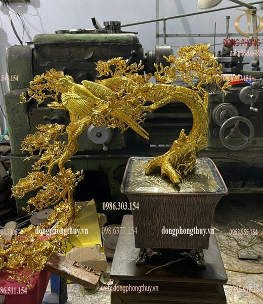 Quà tân gia mạ vàng : cây mai vàng bằng đồng mạ vàng