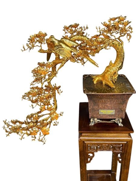 Quà tân gia mạ vàng : cây mai vàng bằng đồng mạ vàng