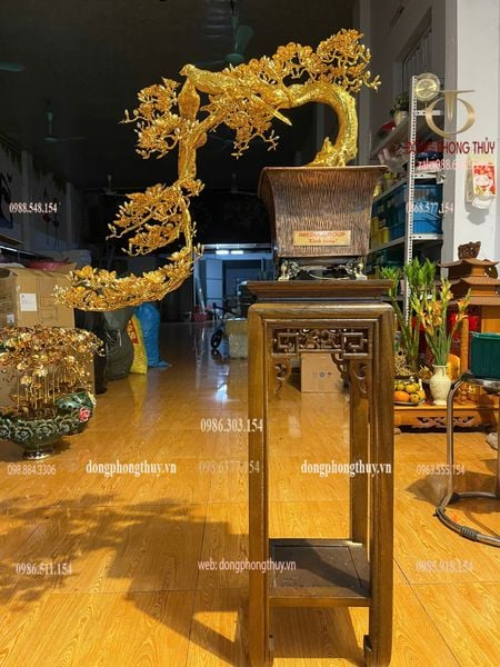Quà tân gia mạ vàng : cây mai vàng bằng đồng mạ vàng