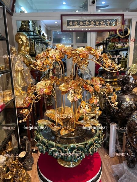 Chậu hoa lan mạ vàng 24k