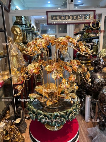Chậu hoa lan mạ vàng 24k