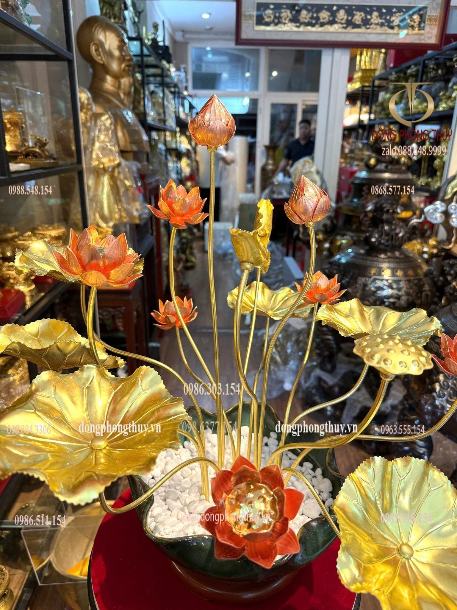 Chậu hoa sen bằng đồng đẹp