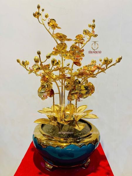 Quà tặng sếp mạ vàng: Hoa lan mạ vàng 24k bằng đồng