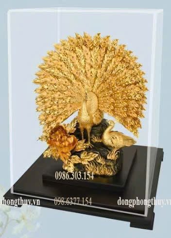 Quà tặng mạ vàng: chim công khổng tước mạ vàng 24k