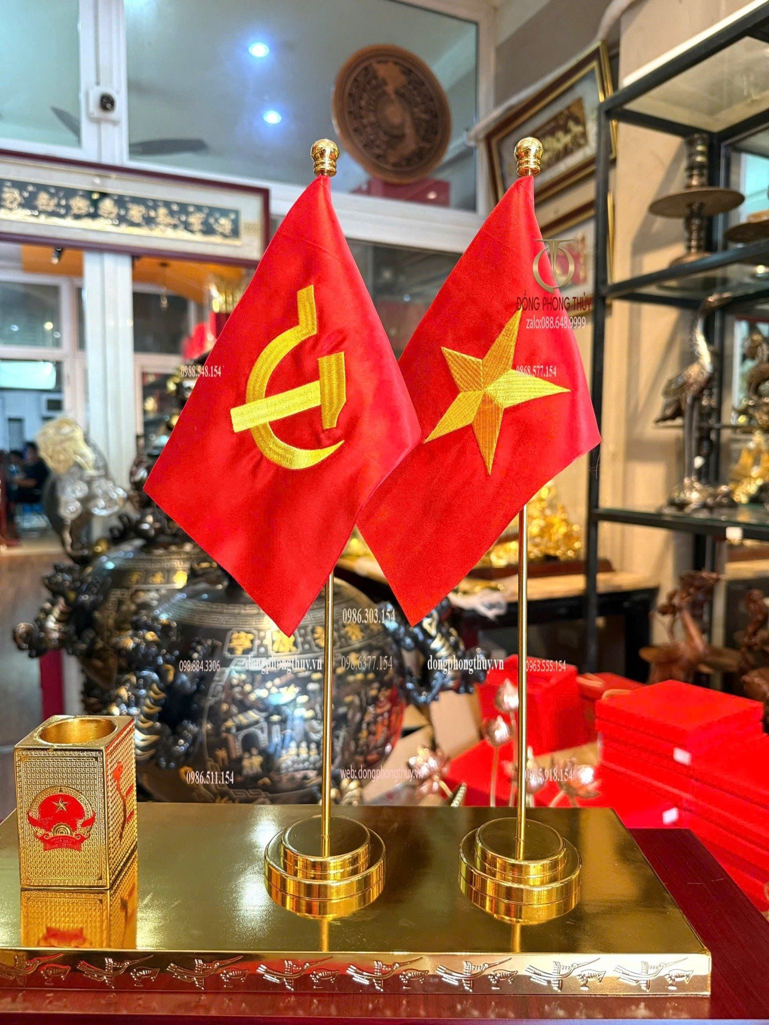 Ống bút Cột cờ mạ vàng 24k