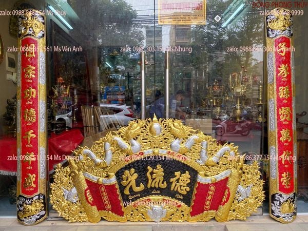 Cuốn thư câu đối dát vàng nano dát bạc 1m76