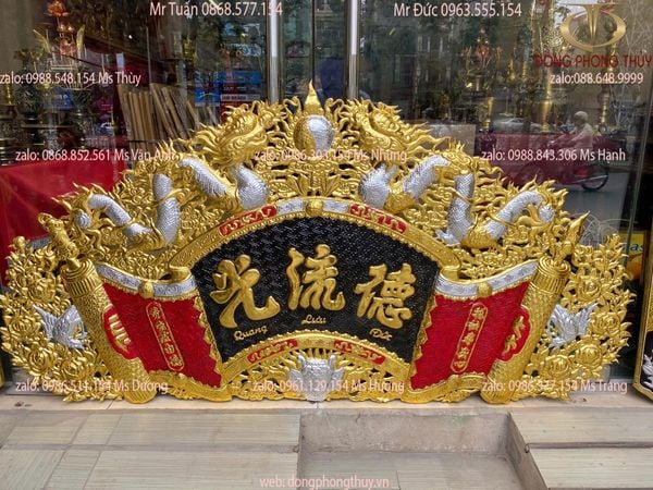 Cuốn thư câu đối dát vàng nano dát bạc 1m76