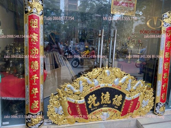 Cuốn thư câu đối dát vàng nano dát bạc 1m76