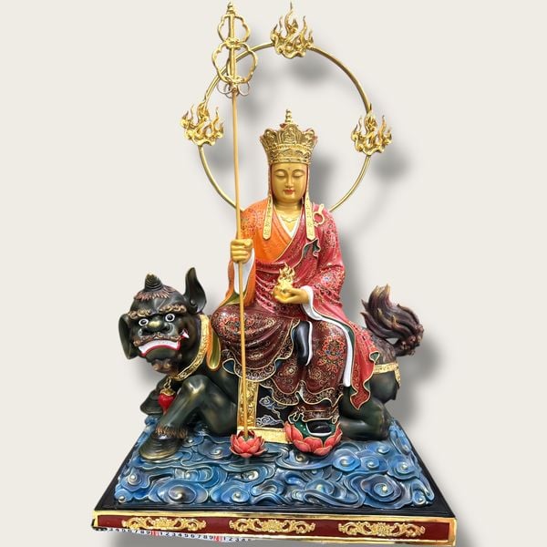 Tượng Địa Tạng Vương bằng đồng vẽ gấm dát vàng 24k