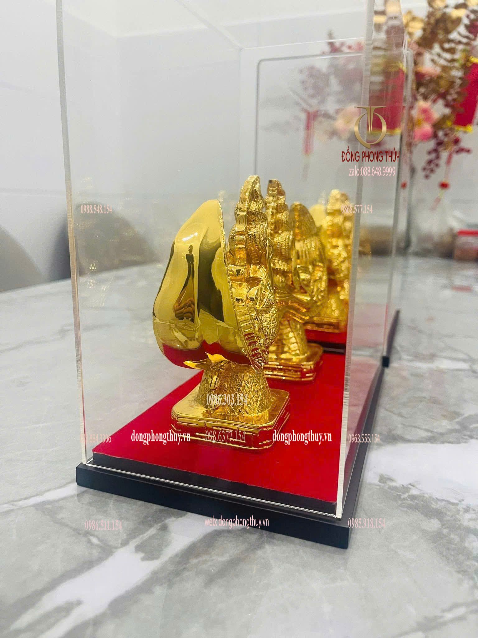 Đầu rồng thời lý bằng đồng mạ vàng 24k